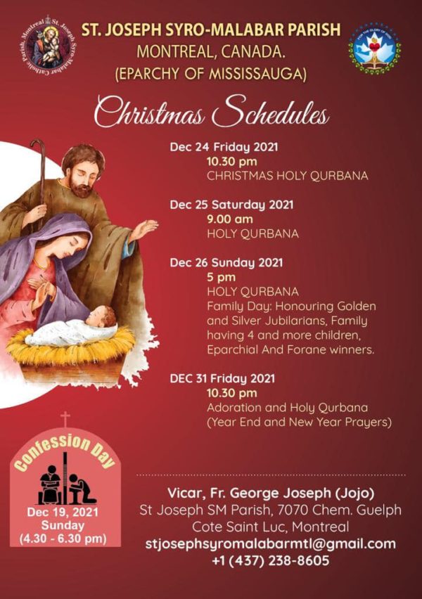 Christmas / New Year Mass Schedule - ST. JOSEPH SYRO-MALABAR CATHOLIC